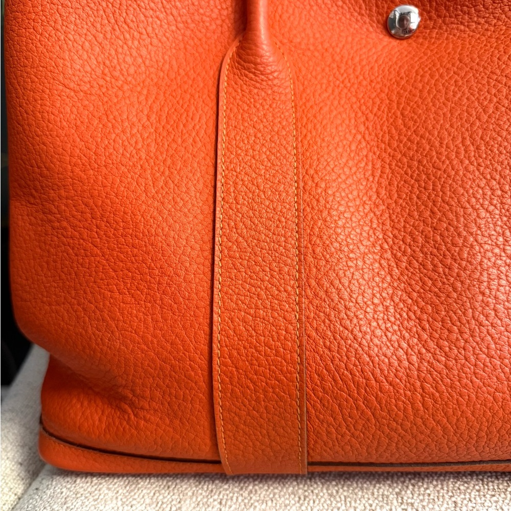 Authentic Hermès Garden Party PM tote bag orange leather - Picture 11 of 16